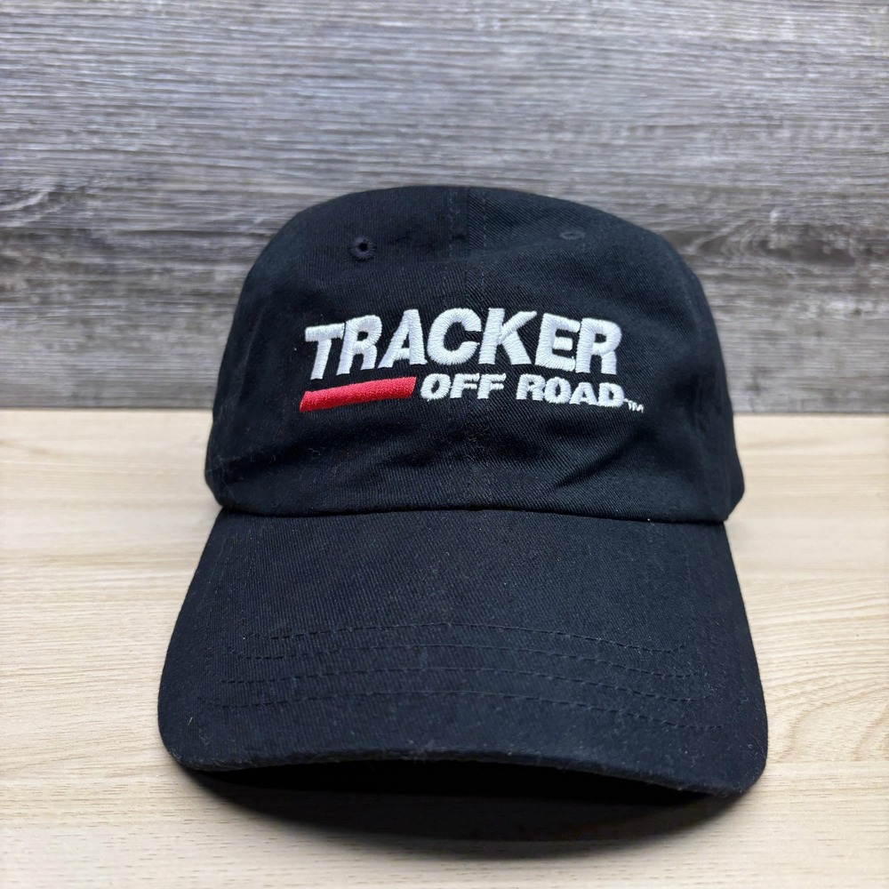 Tracker Off Road Hat Cap Strap Back Black Embroidered Mens ATV UTV Racing